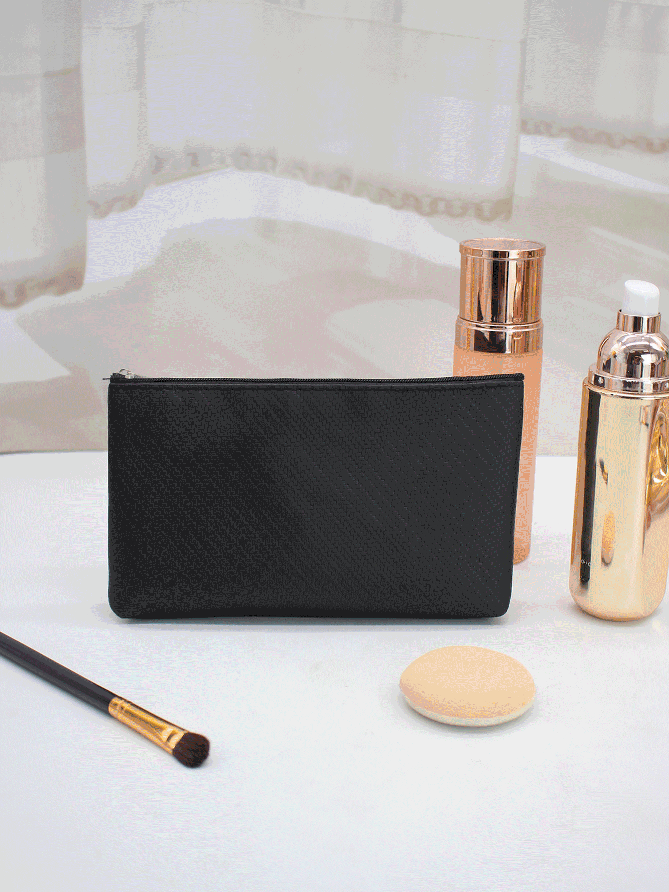 1pc Black Portable Fashion Travel Makeup Bag For Women Girls SHEIN UK