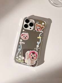 Dog Pattern Mirror Phone Case - Multicolor - View 1