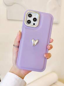 愛心裝飾電鍍鏡片邊框手機殼 - 紫色 - 查看 4