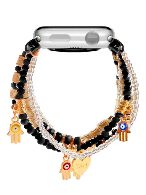 Stilvoller ägyptischer Stil LOVE Anhänger Troddel Perlenband, kompatibel mit Apple Watch Ultra Gen 2 & 1, SE und Serie 1-10, Größen 38-49mm - perfekt als Valentins- und Abschlussgeschenk