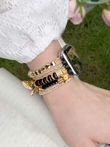 时尚埃及风格 LOVE 吊坠流苏串珠表带，兼容 Apple Watch Ultra Gen 2 & 1、SE 和 Series 1-10，尺寸 38-49 毫米 - 情人节和毕业礼物的完美之选 - 彩色 - 查看 6