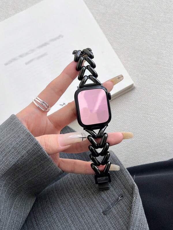 Stainless Steel V-Shaped Chain Design Watchband Compatible With Apple Watch