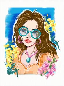 SHEIN LUNE Floral & Figure Graphic Tee - White - View 9