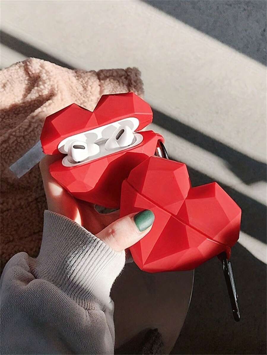 愛心設計矽膠套適用於Airpods - 紅色 - 查看 1