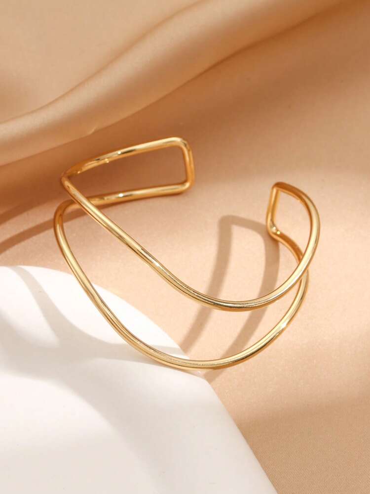 1 Pc Fashionable Minimalist Gold Color Metal Bangle/Unique Small Bracelet, Gifts For Girlfriend