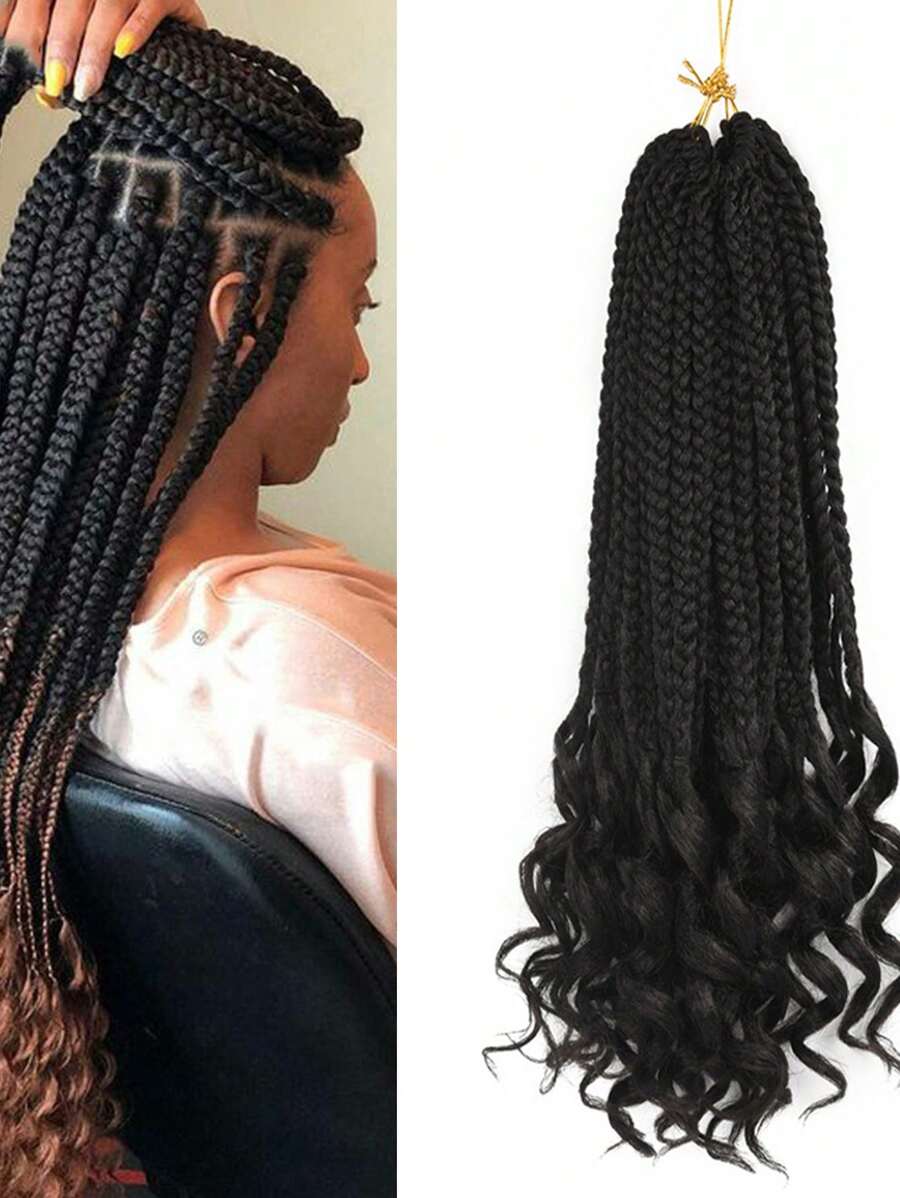 Long Braided Synthetic Hair Extension - Black - View 1