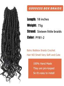 Long Braided Synthetic Hair Extension - Black - View 6