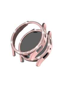 PC單行鑽石鑲嵌鏤空硬殼適用於40/44mmSamsung Galaxy Watch5/4,不附帶鋼化膜 - 粉色 - 查看 3