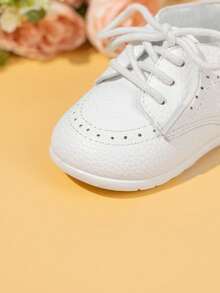 Bebé niño Botas chelsea con cordón de litchi en relieve de moda para exterior - Blanco - Ver 6