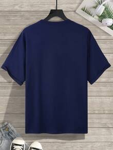 Manfinity Hypemode Áo thun & Áo lót Nam Lá thư Giải trí - Màu xanh hải quân - Xem 4