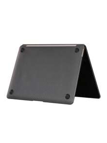 2pcs Carbon Fiber Textured PC Laptop Case & Base Compatible With MacBook - Black - View 2