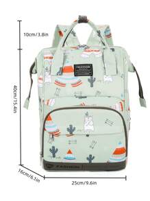 Bebé Mochila bolsa de pañal oso & cactus patrón alta capacidad para diariamente - Multicolor - Ver 5