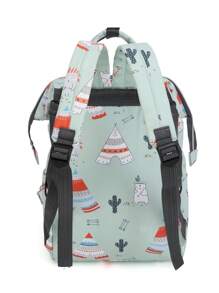 Bebé Mochila bolsa de pañal oso & cactus patrón alta capacidad para diariamente - Multicolor - Ver 7