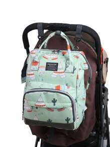 Bebé Mochila bolsa de pañal oso & cactus patrón alta capacidad para diariamente - Multicolor - Ver 8