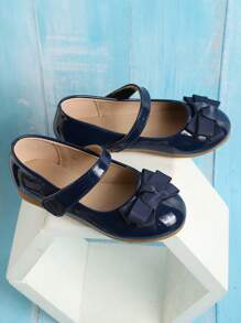 Girls Bow Decor Hook-and-loop Fastener Mary Jane Shoes For Outdoor - Blue - View 2