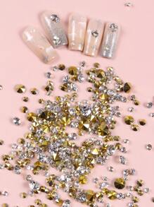 約300顆/套透明和白色尖底水鑽，用於指甲裝飾 - 彩色 - 查看 1