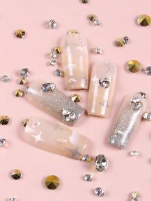 約300顆/套透明和白色尖底水鑽，用於指甲裝飾 - 彩色 - 查看 2