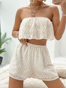 SHEIN VCAY Top bandeau unicolor & Shorts - Albaricoque - Ver 5