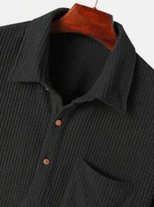 Manfinity Homme 男士素色POLO衫和腰部抽繩長褲 - 黑色 - 查看 5