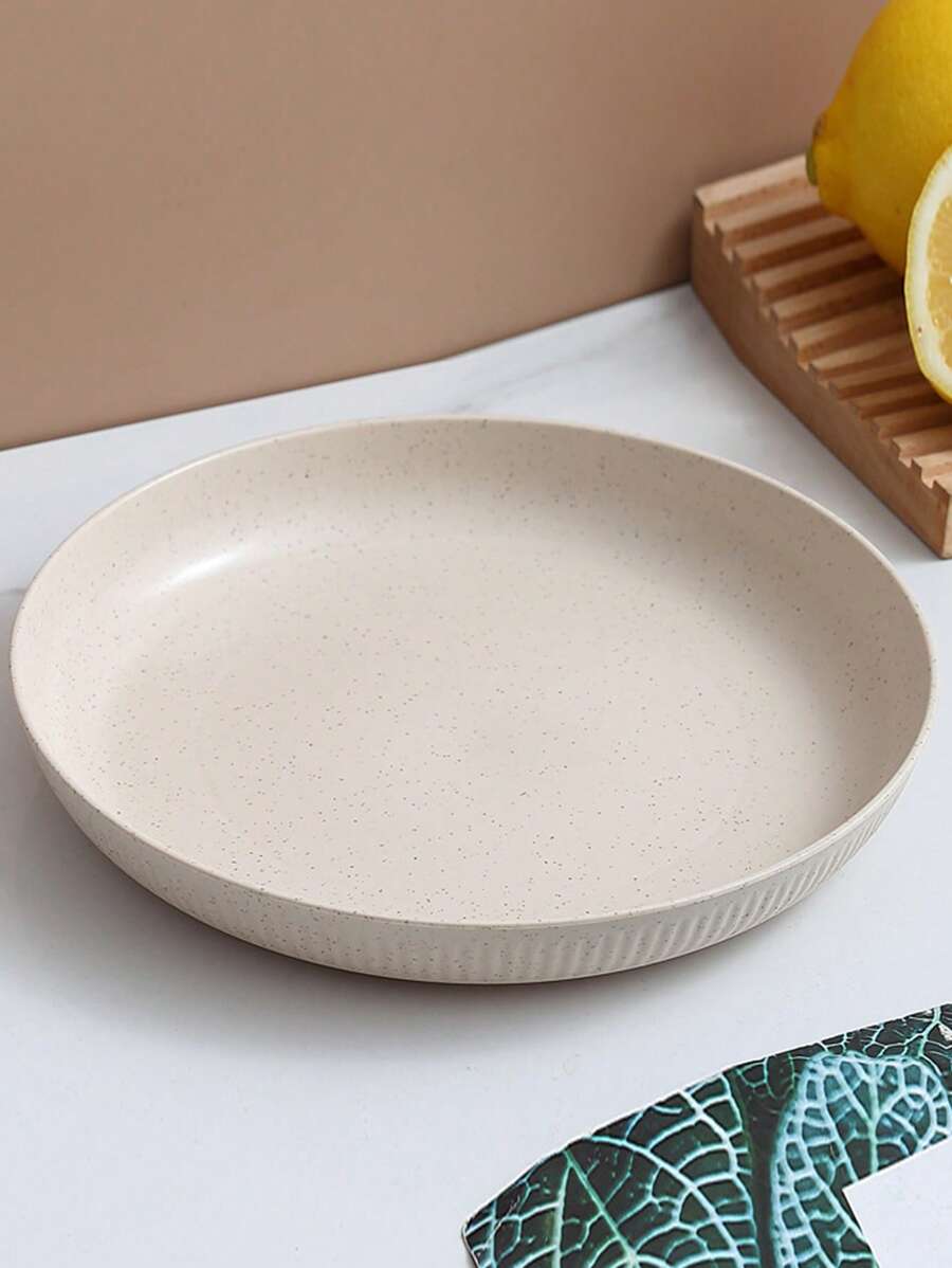 1 pieza Plato de PP, plato de cena redondo modernista para la cocina, regalo de Navidad - Beis - Ver 1