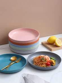 1 pieza Plato de PP, plato de cena redondo modernista para la cocina, regalo de Navidad - Beis - Ver 3