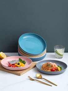 1 pieza Plato de PP, plato de cena redondo modernista para la cocina, regalo de Navidad - Beis - Ver 5