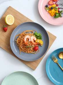 1 pieza Plato de PP, plato de cena redondo modernista para la cocina, regalo de Navidad - Beis - Ver 7