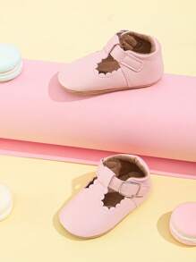 Baby Scallop Trim Ankle Strap Flats - Pink - View 2