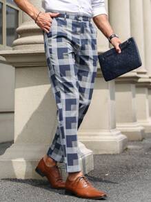 Manfinity Mode Men Suit Pants Túi Sọc ca rô - Nhiều màu - Xem 8