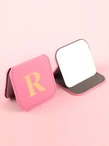 Espejo compacto con letra R en dorado para mujeres, hermanas, amigas, hijas, esposas. Regalo para aniversario, cumpleaños. 1 pieza - Rosa - Ver 4