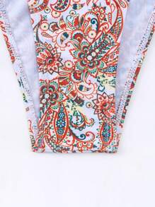 Summer Paisley Print Triangle Tie Side Bikini Set - Multicolor - View 7