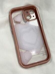 時尚Ins風格愛心熊/兔鏡面手機殼適用於蘋果Iphone 14 Pro Max/13/12/11，具有落地保護矽膠套，化妝鏡功能，適合女性 - 淺粉色 - 查看 2