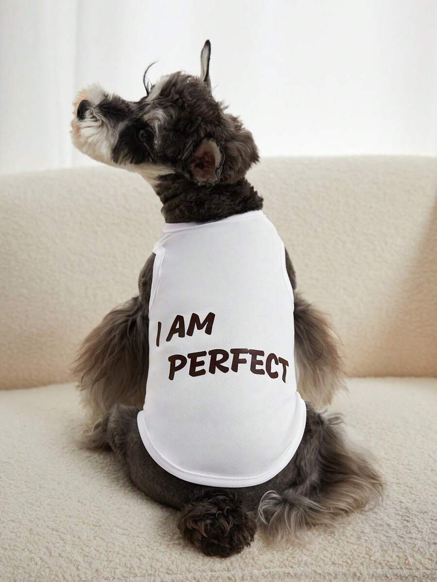 PETSIN 1PC Letter Graphic Pet Tank Cho Chó Và Mèo Cho Mùa Hè - Nhiều màu - Xem 1