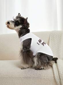 PETSIN 1PC Letter Graphic Pet Tank Cho Chó Và Mèo Cho Mùa Hè - Nhiều màu - Xem 4