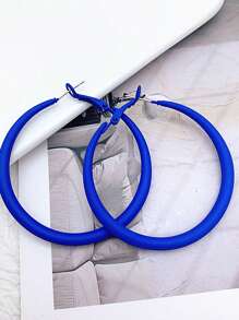 Minimalist Hoop Earrings - Royal Blue - View 2