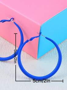 Minimalist Hoop Earrings - Royal Blue - View 3