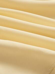 SHEIN MOD Square Neck Ruched Bust Puff Sleeve Dress - Yellow - View 3