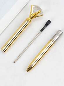 1 Bút Bi Kim Cương Lớn, Bút Bi Viết Êm 1.0mm, Thích Hợp Cho Học Sinh Mùa tựu Trường, Quà Tặng Thầy Cô - Vàng - Xem 2