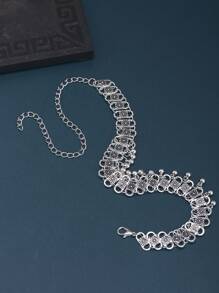 Bead Tassel Charm Necklace - Silver - View 3