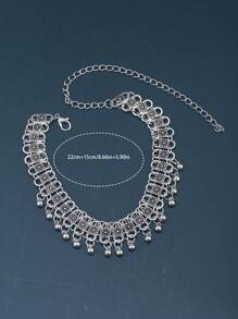 Bead Tassel Charm Necklace - Silver - View 4