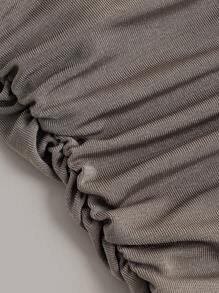 SHEIN ICON 假兩件褶邊掛脖上衣 - 灰色 - 查看 3