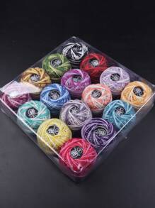 Size 8 Lace Thread 16pcs Two-Color Knitting Crochet Yarn/Micro Hook Yarn - Multicolor - View 3