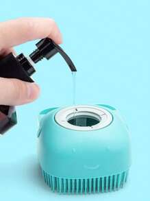 1 cái bàn chải tắm cho thú cưng trơn cho chó và mèo để mát xa - Màu xanh lam - Xem 2