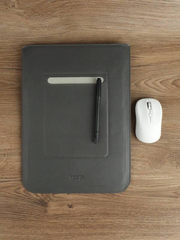 1pc Solid PU Laptop Bag With Holder SHEIN