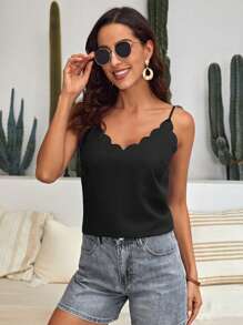SHEIN Clasi Áo khoác và áo lót dành cho xe tăng nữ Sò điệp màu trơn Giải trí - màu đen - Xem 3