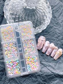 1盒彩色珍珠美甲飾品 - 彩色 - 查看 1