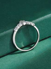 Nhẫn Bạc Đính Đá Cubic Zirconia Trang Trí Chữ Thập Cho Nữ, Trang Sức Đeo Tay Phong Cách Hàn Quốc Thời Trang - Bạc - Xem 2