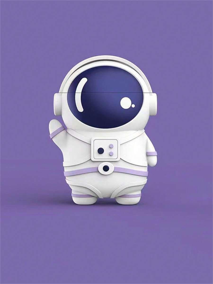 Vỏ silicon thiết kế phi hành gia hoạt hình tương thích với AirPods - Màu tím - Xem 1