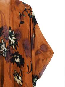 Floral Print Kimono Summer - Burnt Orange - View 3
