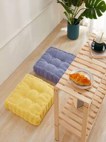 1pc Plain Chair Pad, Minimalist Polyester Seat Pad For Home, Office - Yellow - View 6